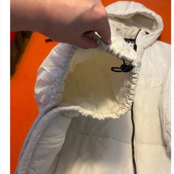 Zara ecru / off white water repellent hooded puffer cape / coat NWT - Picture 6 of 13
